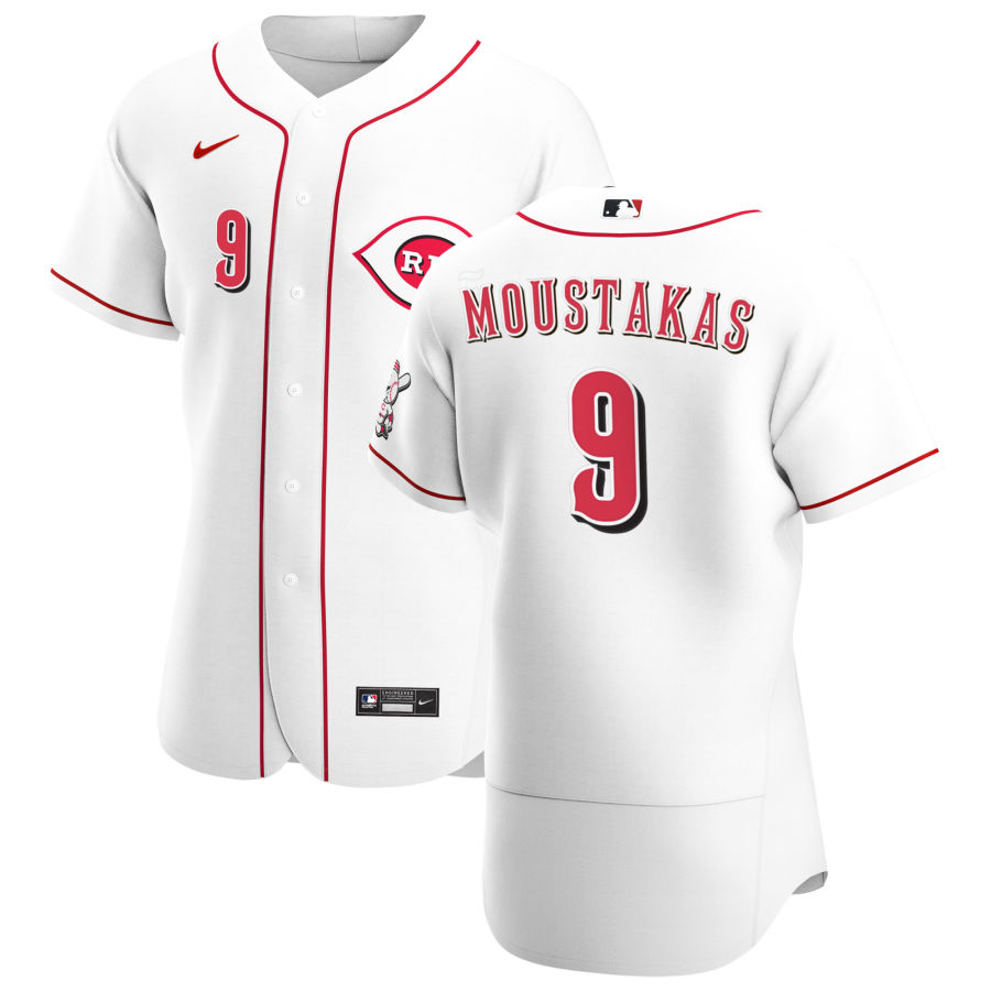 Cincinnati Reds #9 Mike Moustakas Men Nike White Home 2020 Authentic Player MLB Jersey->washington nationals->MLB Jersey